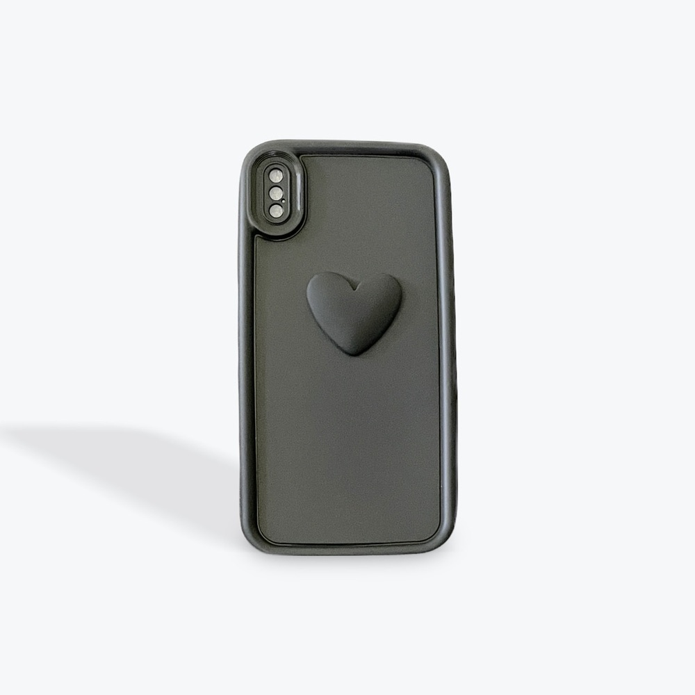 Black 3D Heart iPhone XS Max Case